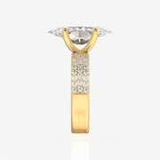 Marquise Cut Moissanite Diamond Three Layer Pave Sterling Silver Ring