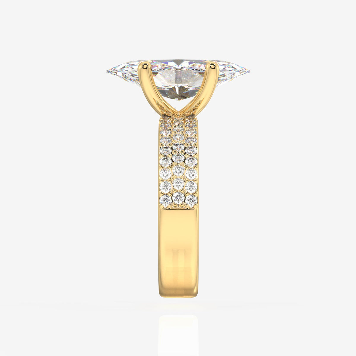 Marquise Cut Moissanite Diamond Three Layer Pave Sterling Silver Ring