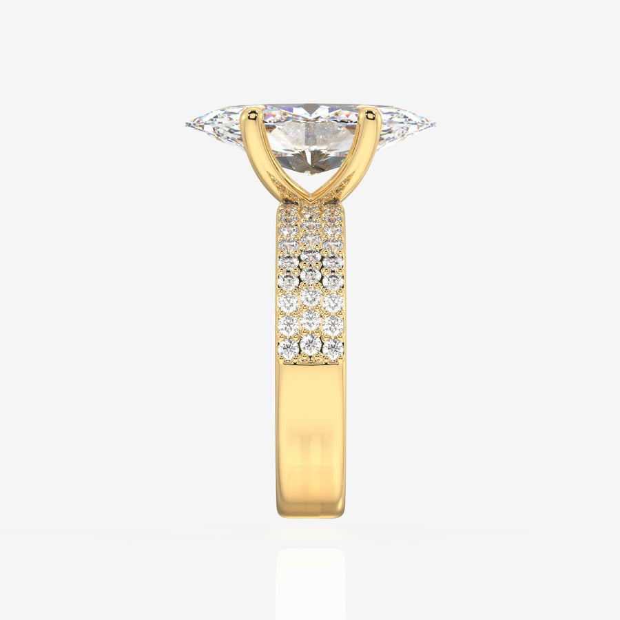 Marquise Cut Moissanite Diamond Three Layer Pave Sterling Silver Ring