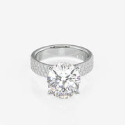 Oval Cut Moissanite Diamond Three Layer Pave Sterling Silver Ring