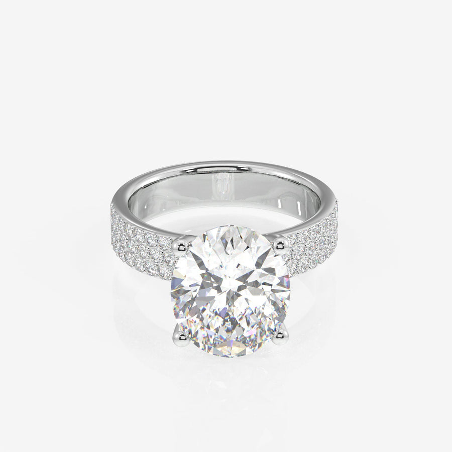 Oval Cut Moissanite Diamond Three Layer Pave Sterling Silver Ring