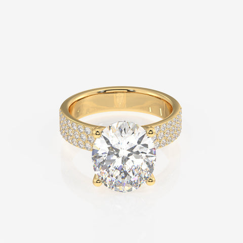 Oval Cut Moissanite Diamond Three Layer Pave Sterling Silver Ring