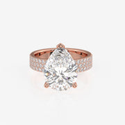 Pear Cut Moissanite Diamond Three Layer Pave Sterling Silver Ring