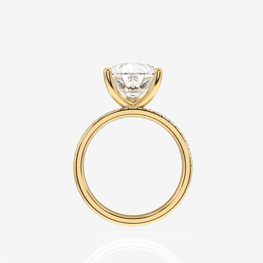 Pear Cut Moissanite Diamond Three Layer Pave Sterling Silver Ring