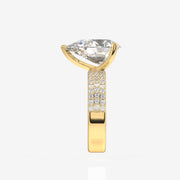 Pear Cut Moissanite Diamond Three Layer Pave Sterling Silver Ring