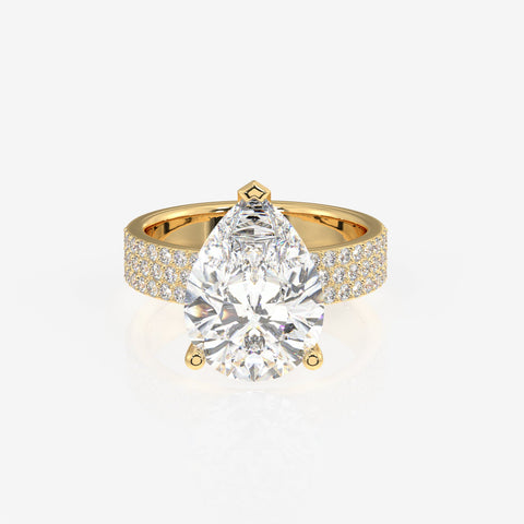 Pear Cut Moissanite Diamond Three Layer Pave Sterling Silver Ring