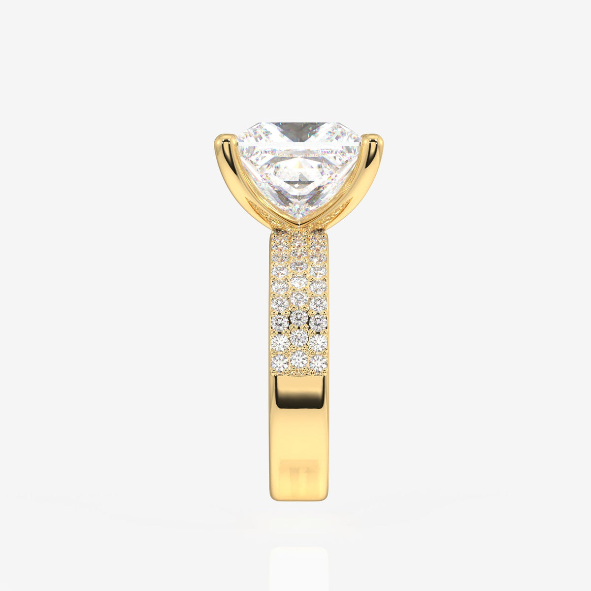 Princess Cut Moissanite Diamond Three Layer Pave Sterling Silver Ring
