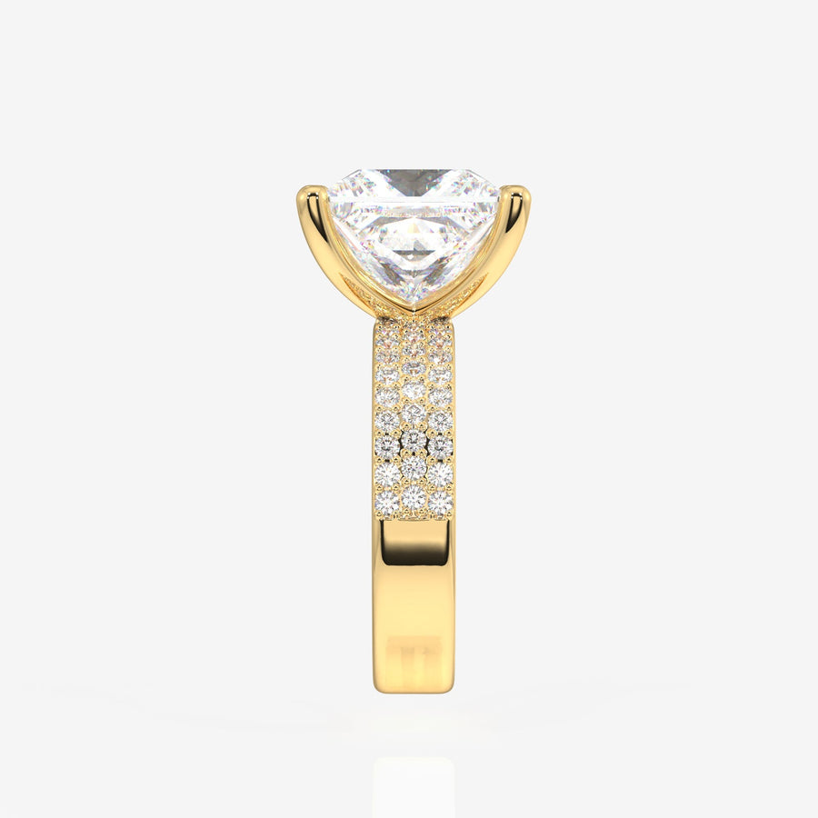Princess Cut Moissanite Diamond Three Layer Pave Sterling Silver Ring