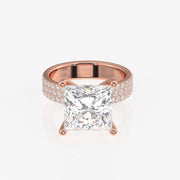 Princess Cut Moissanite Diamond Three Layer Pave Sterling Silver Ring