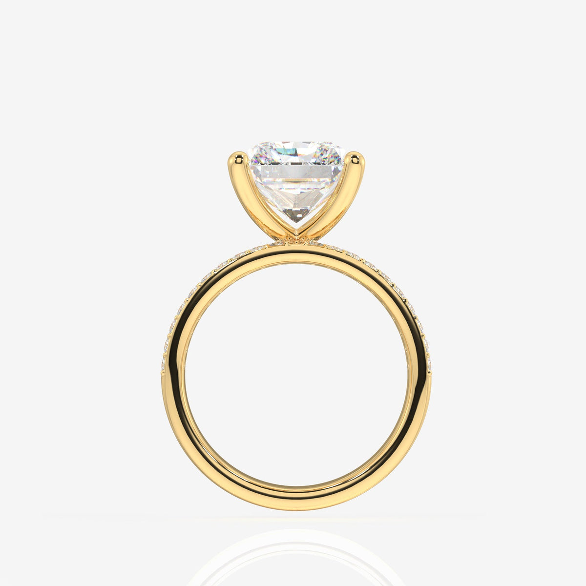 Radiant Cut Moissanite Diamond Three Layer Pave Sterling Silver Ring