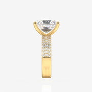 Radiant Cut Moissanite Diamond Three Layer Pave Sterling Silver Ring