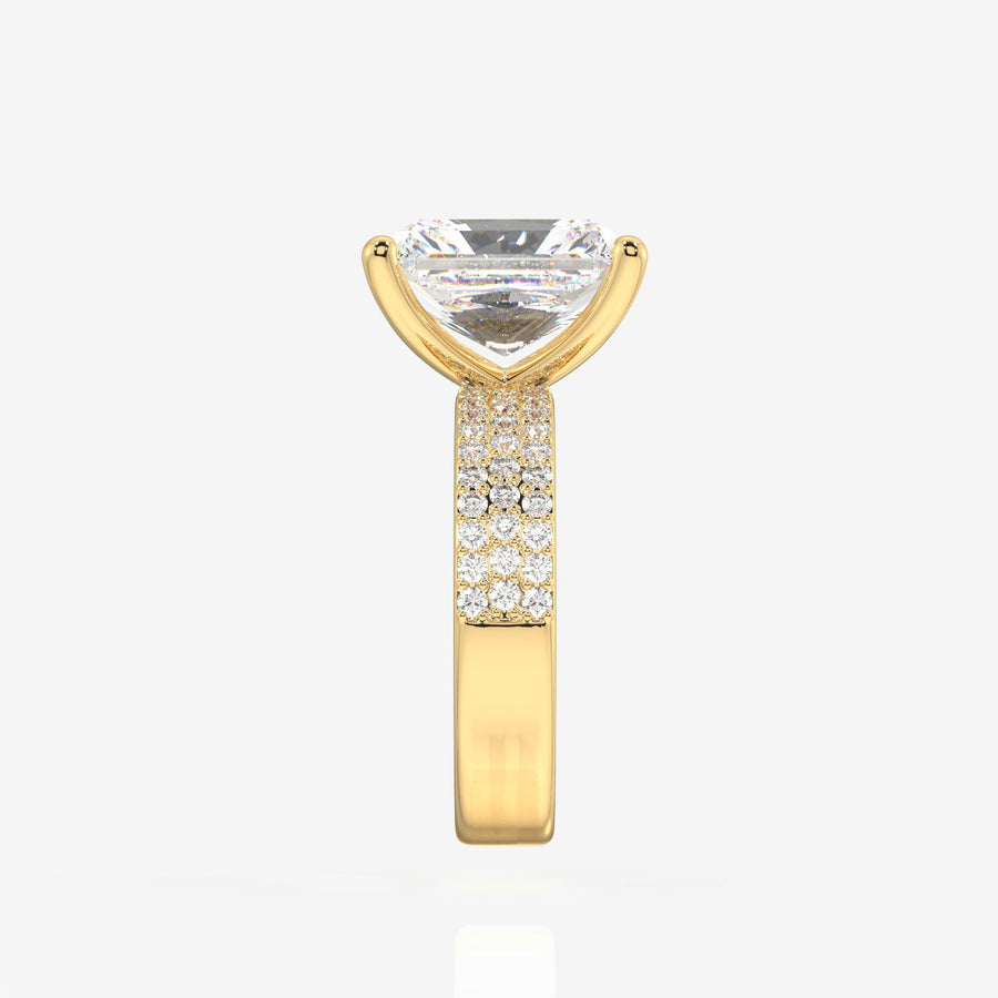 Radiant Cut Moissanite Diamond Three Layer Pave Sterling Silver Ring