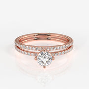 Round Cut Moissanite Diamond Engagement Sterling Silver Ring