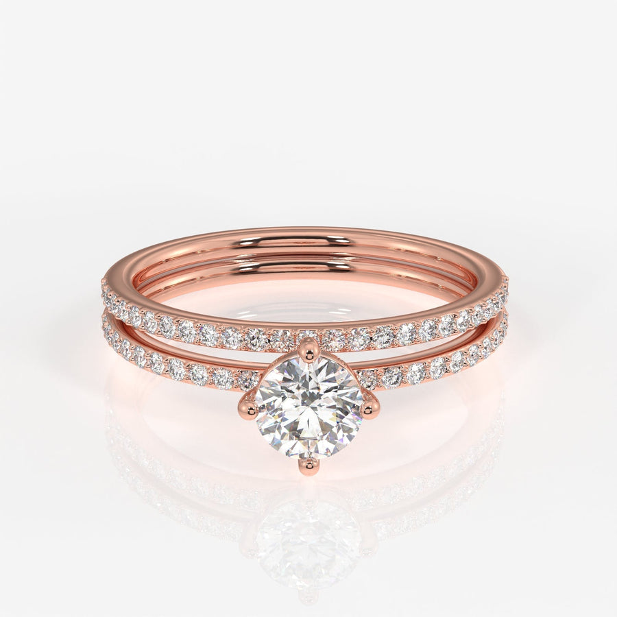 Round Cut Moissanite Diamond Engagement Sterling Silver Ring