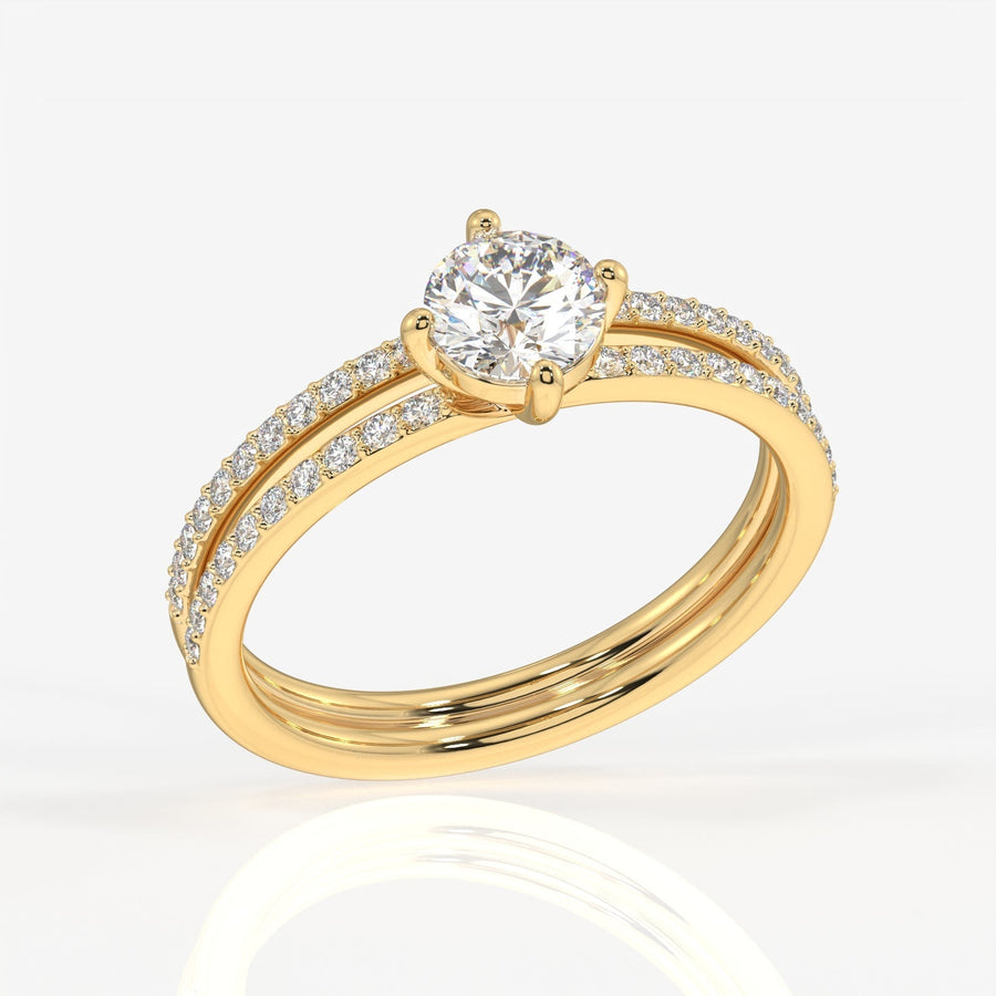 Round Cut Moissanite Diamond Engagement Sterling Silver Ring