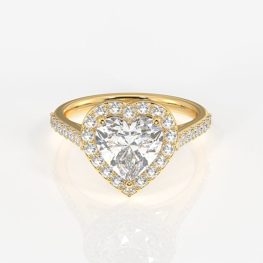Heart Cut Moissanite Diamond Halo Engagement Sterling Silver Ring