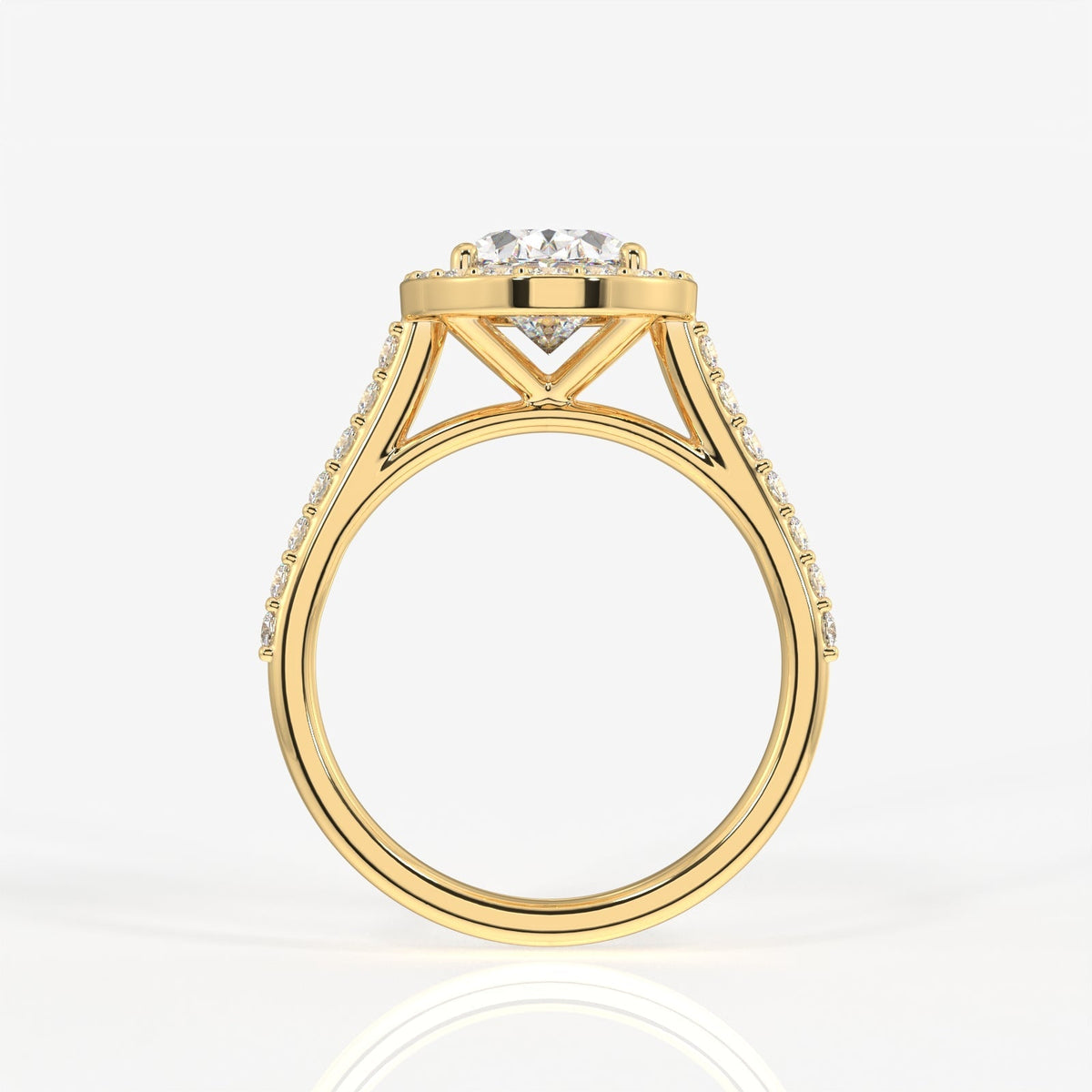 Oval Cut Moissanite Diamond Halo Engagement Sterling Silver Ring