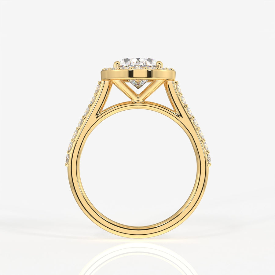 Oval Cut Moissanite Diamond Halo Engagement Sterling Silver Ring