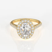 Oval Cut Moissanite Diamond Halo Engagement Sterling Silver Ring