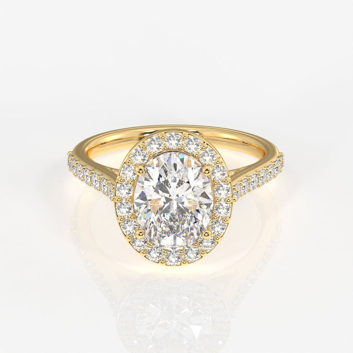 Oval Cut Moissanite Diamond Halo Engagement Sterling Silver Ring