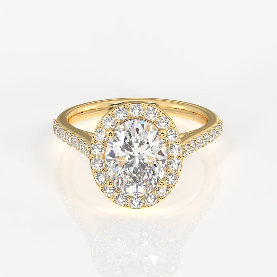 Oval Cut Moissanite Diamond Halo Engagement Sterling Silver Ring