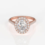 Oval Cut Moissanite Diamond Halo Engagement Sterling Silver Ring