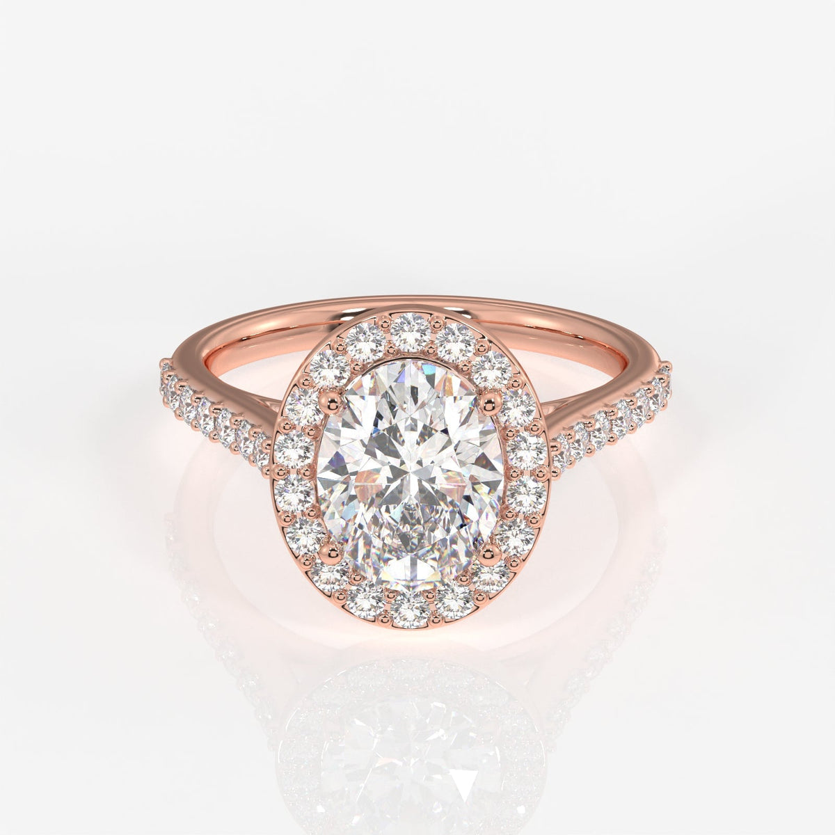 Oval Cut Moissanite Diamond Halo Engagement Sterling Silver Ring