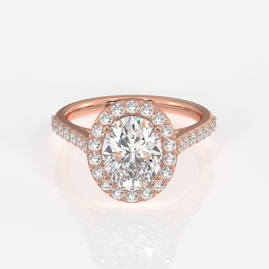 Oval Cut Moissanite Diamond Halo Engagement Sterling Silver Ring