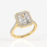 Radiant Cut Moissanite Diamond Halo Engagement Sterling Silver Ring