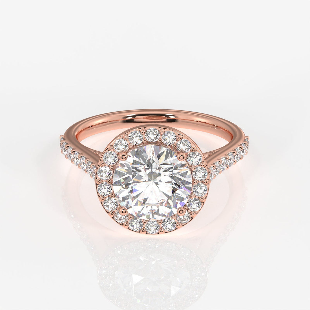Round Cut Moissanite Diamond Halo Engagement Sterling Silver Ring