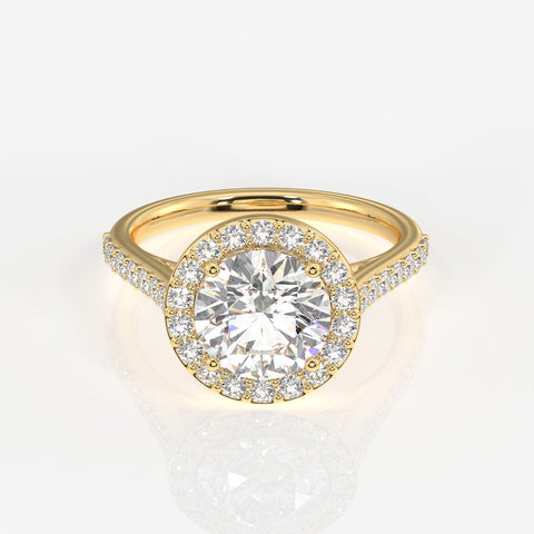 Round Cut Moissanite Diamond Halo Engagement Sterling Silver Ring