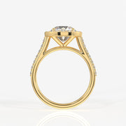 Round Cut Moissanite Diamond Halo Engagement Sterling Silver Ring