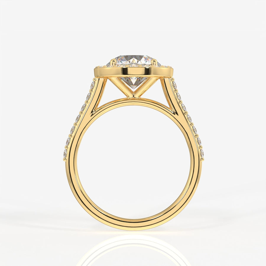 Round Cut Moissanite Diamond Halo Engagement Sterling Silver Ring