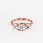 Portuguese Cut Moissanite Diamond Trilogy Sterling Silver Ring