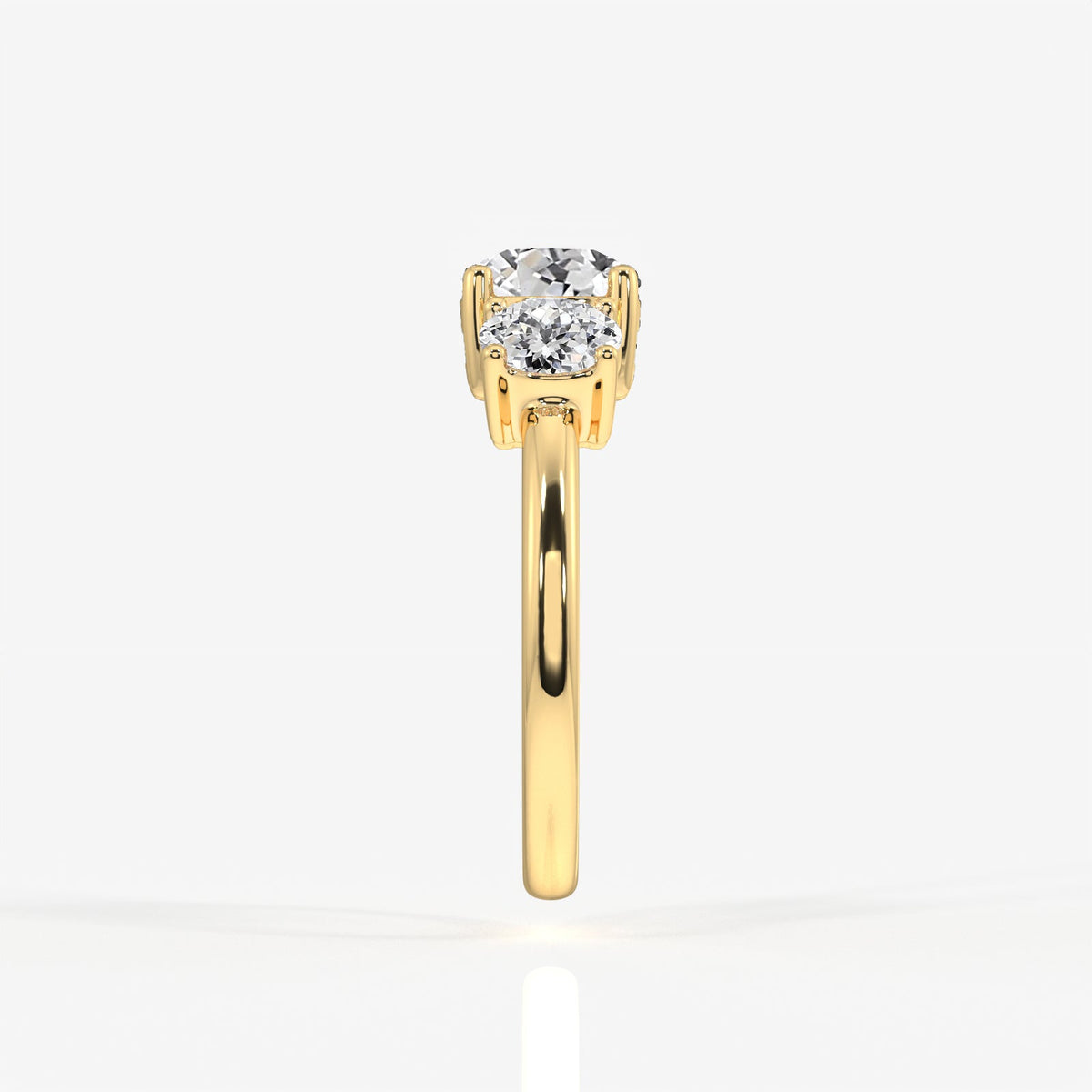 Portuguese Cut Moissanite Diamond Trilogy Sterling Silver Ring