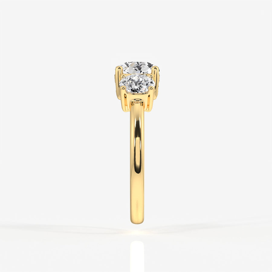 Portuguese Cut Moissanite Diamond Trilogy Sterling Silver Ring