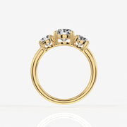 Portuguese Cut Moissanite Diamond Trilogy Sterling Silver Ring