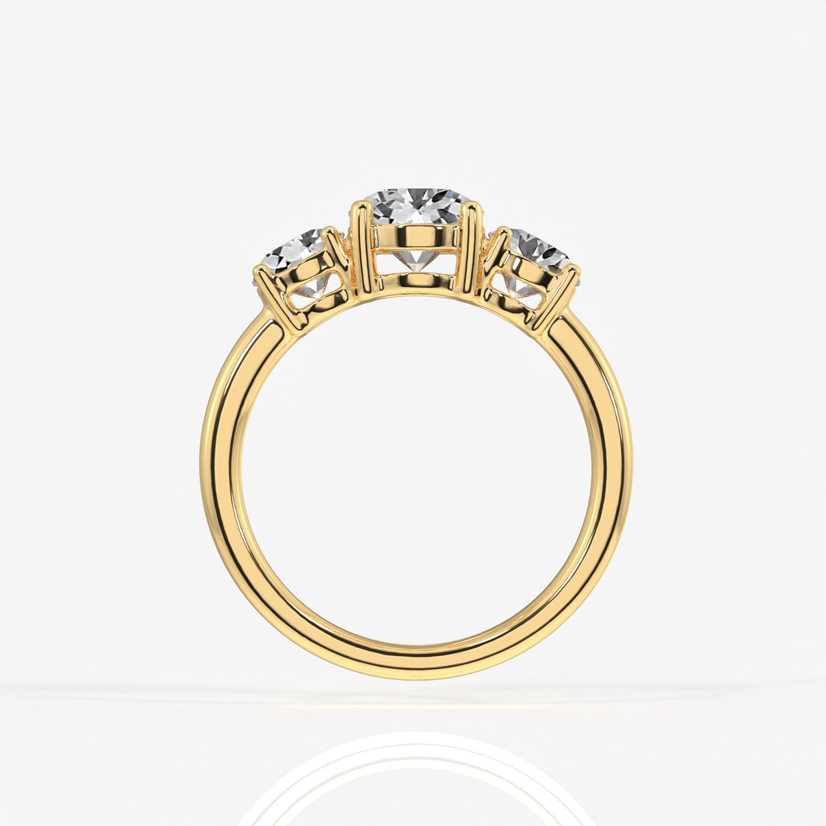 Portuguese Cut Moissanite Diamond Trilogy Sterling Silver Ring