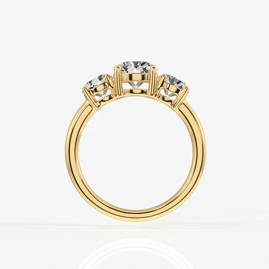 Portuguese Cut Moissanite Diamond Trilogy Sterling Silver Ring