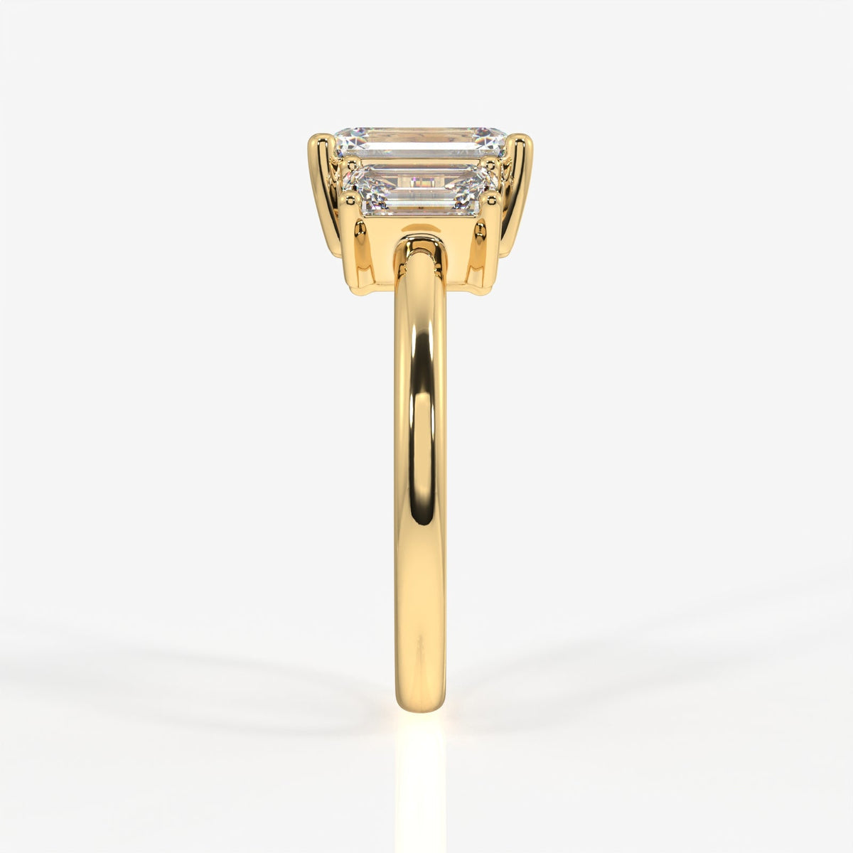 Emerald Cut Moissanite Diamond Trilogy Sterling Silver Ring