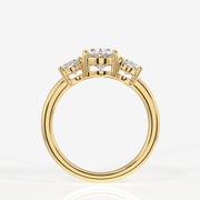 Oval Cut Moissanite Diamond Trilogy Sterling Silver Ring