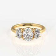 Oval Cut Moissanite Diamond Trilogy Sterling Silver Ring