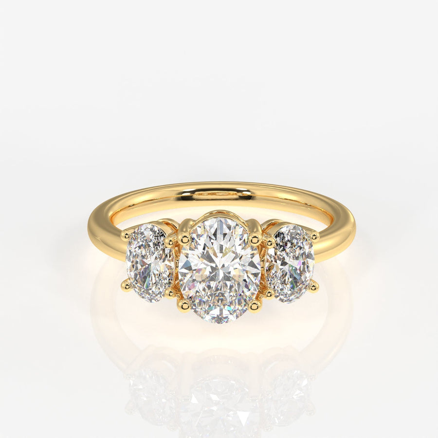 Oval Cut Moissanite Diamond Trilogy Sterling Silver Ring