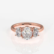 Oval Cut Moissanite Diamond Trilogy Sterling Silver Ring