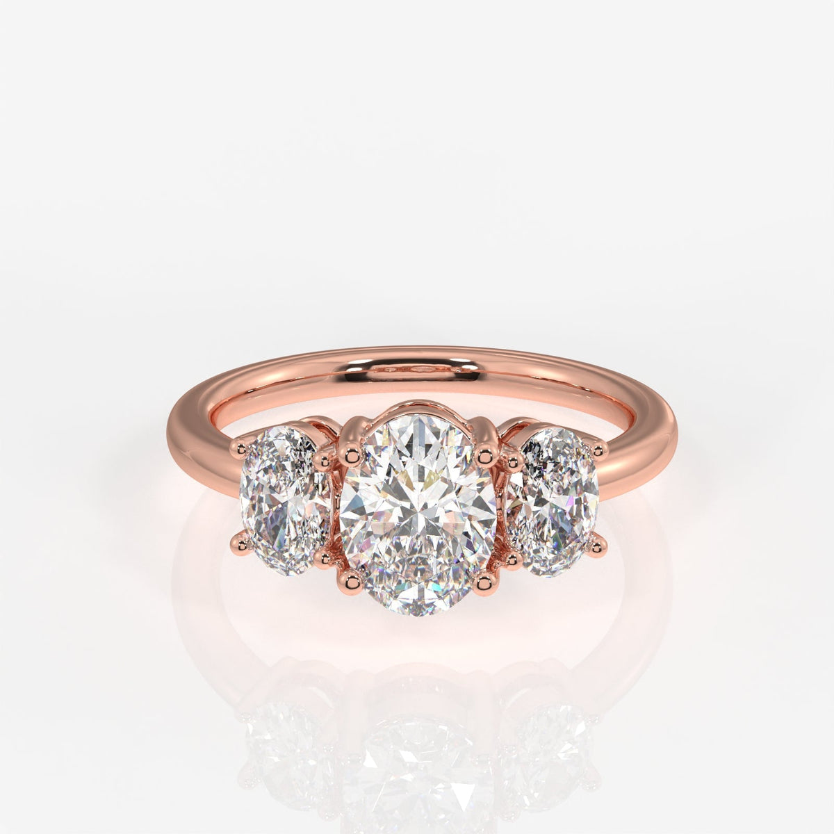 Oval Cut Moissanite Diamond Trilogy Sterling Silver Ring