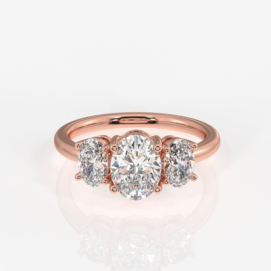 Oval Cut Moissanite Diamond Trilogy Sterling Silver Ring
