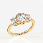 Oval Cut Moissanite Diamond Trilogy Sterling Silver Ring
