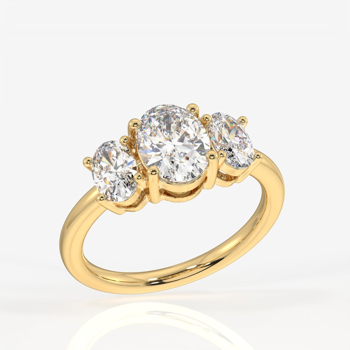 Oval Cut Moissanite Diamond Trilogy Sterling Silver Ring