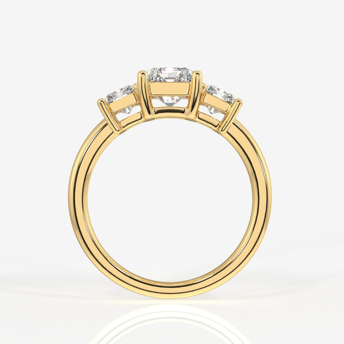 Radiant Cut Moissanite Diamond Trilogy Sterling Silver Ring