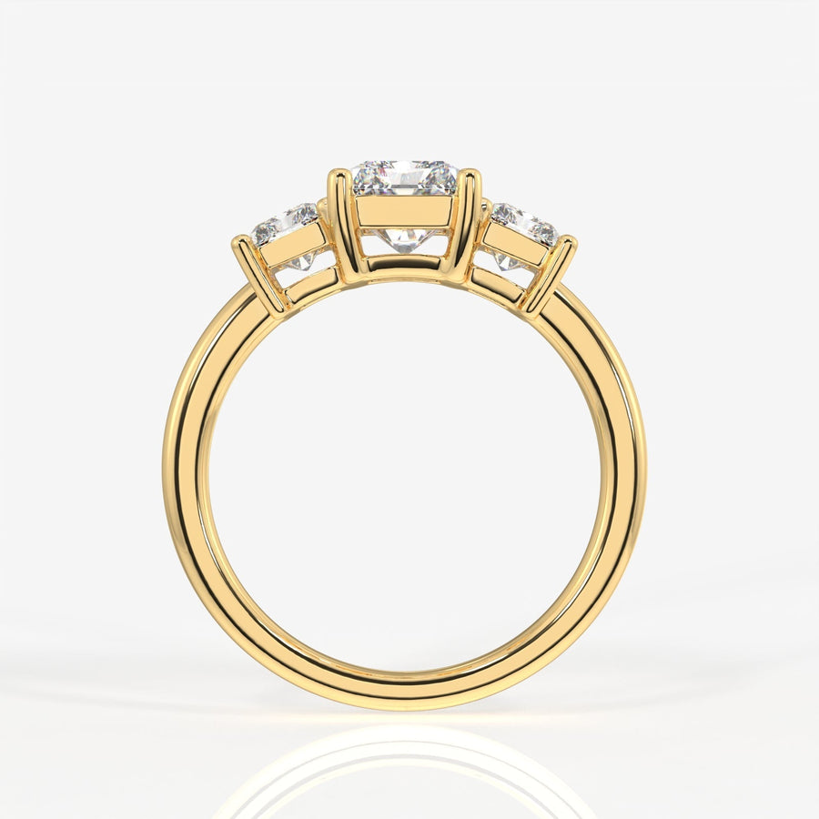 Radiant Cut Moissanite Diamond Trilogy Sterling Silver Ring